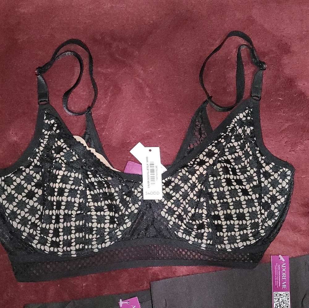 NWT AdoreMe 6-pc Set 34DDD Tatum Bra + 5 Medium Cheekies - Picture 3 of 11